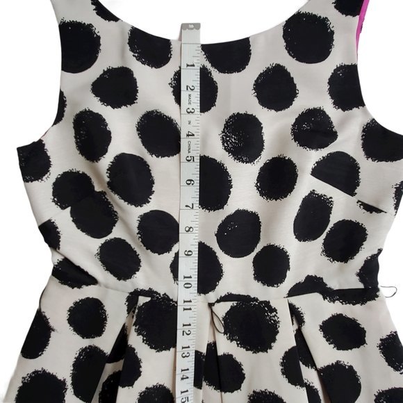Eliza J Polka Dot Dress  Scoop Neck Pockets Side Zip Size 2P - Picture 12 of 16